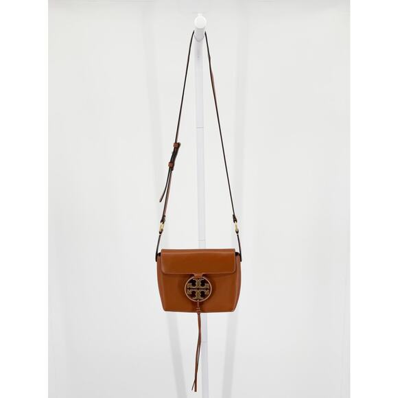 Tory Burch Miller Metal Logo Brown Tan Leather Crossbody Bag Small Handbag - Picture 5 of 9